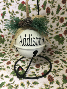 Personalized White Jingle Bell Ornament